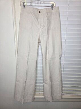 J.Crew Womens Ivory Wide-Leg Pants 29 High rise Patch Pockets Linen blend